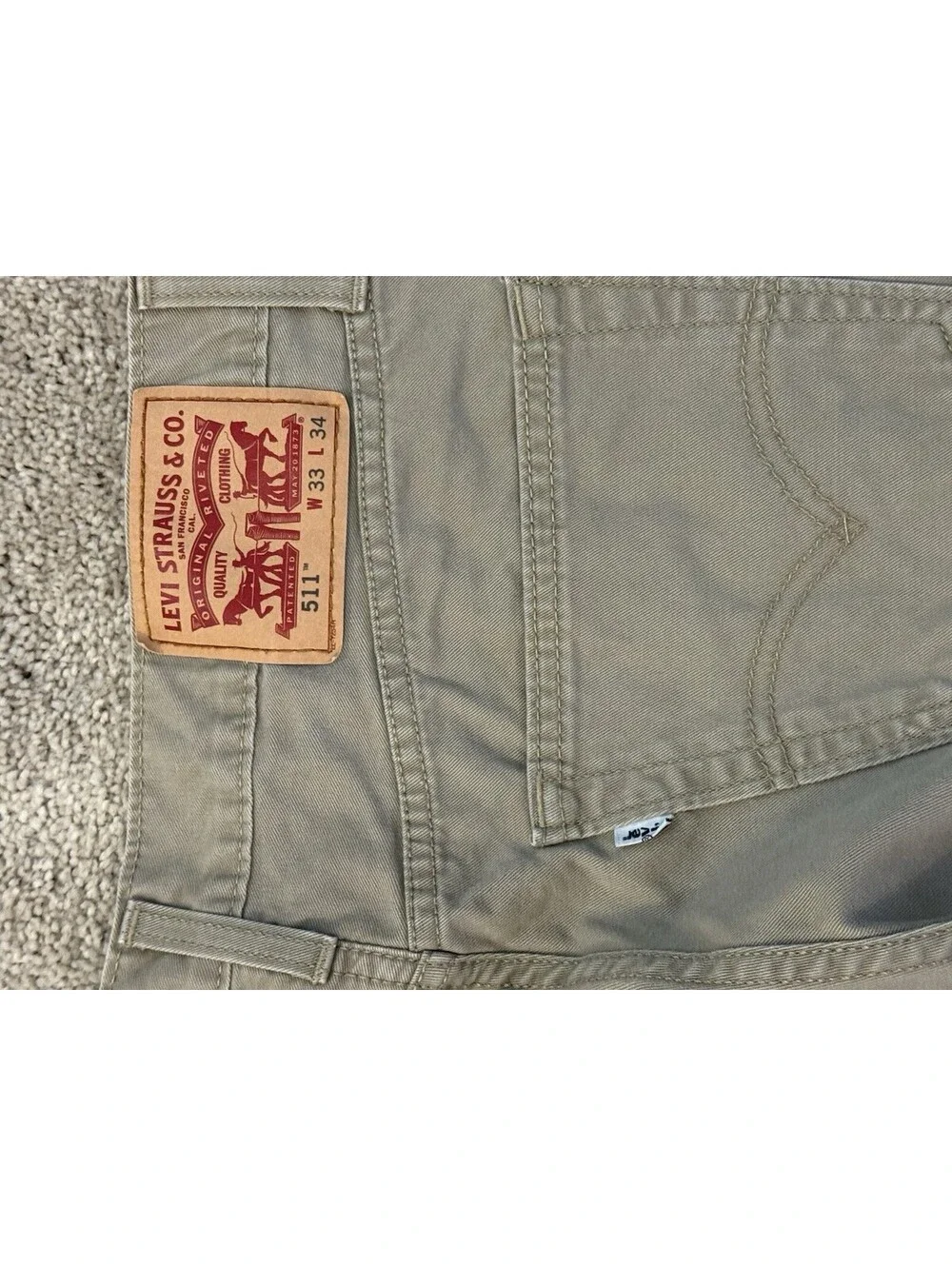 Levi’s 511 Men’s Slim Fit Pants W33 L34 Khaki Tan Stretch 5-Pocket